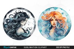 Watercolor Aquarius Zodiac Sign Clipart Product Image 1