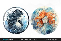 Watercolor Aquarius Zodiac Sign Clipart Product Image 1