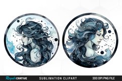 Watercolor Aquarius Zodiac Sign Clipart Product Image 1