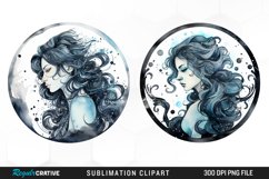 Watercolor Aquarius Zodiac Sign Clipart Product Image 1