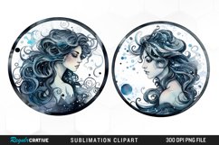 Watercolor Aquarius Zodiac Sign Clipart Product Image 1