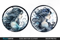 Watercolor Aquarius Zodiac Sign Clipart Product Image 1
