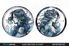 Watercolor Aquarius Zodiac Sign Clipart Product Image 1