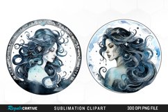 Watercolor Aquarius Zodiac Sign Clipart Product Image 1