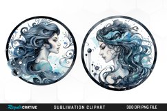 Watercolor Aquarius Zodiac Sign Clipart Product Image 1