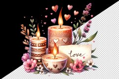 Watercolor aromatic candles with playful flames small hearts love print 20 oz tumbler skinny mug wrap clipart t-shirt sublimation printable design