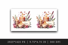 Watercolor aromatic candles with playful flames small hearts love print 20 oz tumbler skinny mug wrap clipart t-shirt sublimation printable design