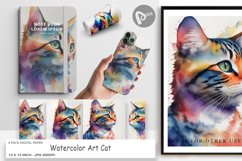 Digital Paper Watercolor Art Cat Product Image 1