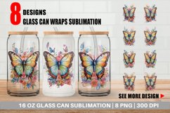 Watercolor Art Butterfly Glass Can Wraps Product Image 1