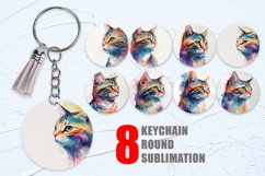 Watercolor Art Cat Keychain | Keyring Product Image 1