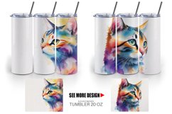 Watercolor Art Cat | Tumbler Sublimation Wrap Product Image 2