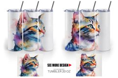 Watercolor Art Cat | Tumbler Sublimation Wrap Product Image 3