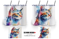 Watercolor Art Cat | Tumbler Sublimation Wrap Product Image 4