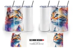 Watercolor Art Cat | Tumbler Sublimation Wrap Product Image 5