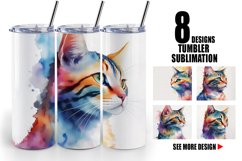 Watercolor Art Cat | Tumbler Sublimation Wrap Product Image 1