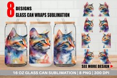 Watercolor Art Cat Glass Can Wraps Product Image 1