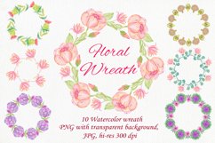 Watercolor Floral Wreath Clipart - Artichoke &amp; Flowers Product Image 1