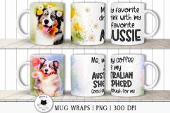 watercolor australian shepherd mug designs