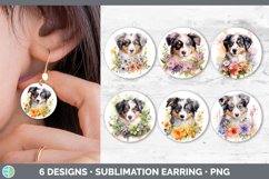 Bundle of six Wild Flowers Australian Shepherds Round Earrings designs.