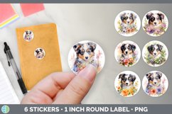 Bundle of six Wild Flowers Australian Shepherds Stickers designs.