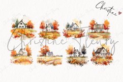 16 Watercolor Autumn Cottage Clipart Product Image 4
