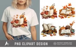Watercolor Autumn Cozy Book Clipart Product Image 1