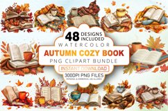 Watercolor Autumn Cozy Book Clipart Bundle Product Image 1