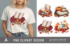 Watercolor Autumn Cozy Book Clipart Product Image 1