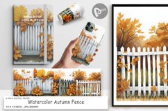 Digital Paper Watercolor Autumn Fence Product Image 1