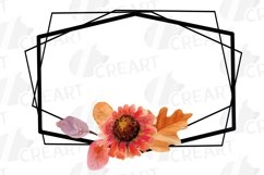 Autumn geometric black frames watercolor flowers and leaves. Product Image 4