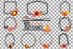 Autumn geometric black frames watercolor flowers and leaves. Product Image 13