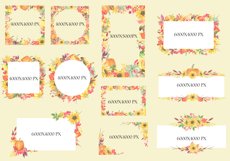 Watercolor autumn floral frames for decorations 