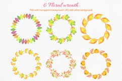 Watercolor Autumn Floral Wreath Clipart \ Sublimation PNG Product Image 2