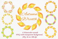 Watercolor Autumn Floral Wreath Clipart \ Sublimation PNG Product Image 1