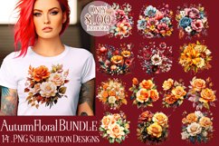 Autumn Flowers Sublimation Designs BUNDLE, Watercolor Floral Product Image 1