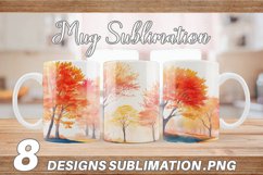 Watercolor Autumn foliage and colorful trees | Mug sublimati Product Image 1