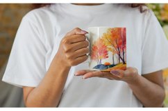 Watercolor Autumn foliage and colorful trees | Mug sublimati Product Image 6