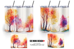 Watercolor Autumn foliage and colorful trees | Tumbler Product Image 2
