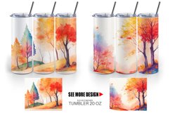 Watercolor Autumn foliage and colorful trees | Tumbler Product Image 3