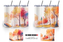 Watercolor Autumn foliage and colorful trees | Tumbler Product Image 4