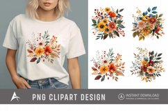 Watercolor Autumn Garden Floral Clipart Product Image 1