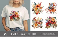 Watercolor Autumn Garden Floral Clipart Product Image 1