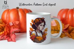 Watercolor Autumn Girl clipart, Autumn Girl Mug PNG Design Product Image 2
