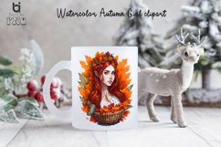 Watercolor Autumn Girl clipart, Autumn Girl Mug PNG Design Product Image 4