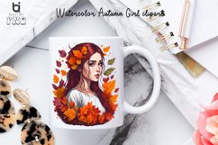 Watercolor Autumn Girl clipart, Autumn Girl Mug PNG Design Product Image 5