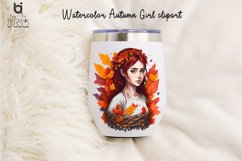 Watercolor Autumn Girl clipart, Autumn Girl Mug PNG Design Product Image 6