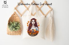 Watercolor Autumn Girl clipart, Autumn Girl Mug PNG Design Product Image 7