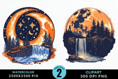 Watercolor Autumn Harvest Moons Clipart Product Image 1