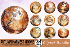 Watercolor Autumn Harvest Moons Clipart Bundle Product Image 1
