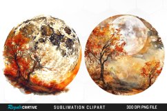 Watercolor Autumn Harvest Moon Artwork Clipart Product Image 1